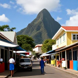 Caribbean Holidays, Saint Lucia Solo, A solo visitor exploring the colourful streets and local market of Castries, Saint Lucia, with Caribbean buildings and friendly atmosphere