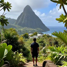Caribbean Holidays, Saint Lucia Solo, A solo visitor exploring the Pitons and rainforest in Saint Lucia, tropical foliage, mountain trail and dramatic coastal views