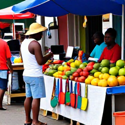 Caribbean Holidays, Saint Lucia Solo Holidays, A single traveller exploring Castries market in Saint Lucia, colourful fruit stalls, local crafts and friendly vendors in a lively Caribbean street scene