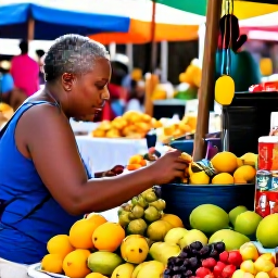 Caribbean Holidays, Saint Lucia Solo Holidays, Colourful Saint Lucian market with a solo visitor browsing tropical fruit, spices and local crafts