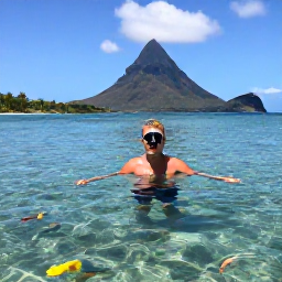 Caribbean Holidays, Saint Lucia Solo Holidays, Solo traveller enjoying a guided snorkelling excursion in clear Caribbean water near Saint Lucia, with colourful fish and a volcanic coastline