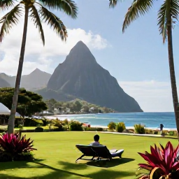 Caribbean Holidays, Saint Lucia Spa Breaks, A tranquil luxury spa resort in Saint Lucia with palm trees, tropical gardens and the Caribbean Sea in the background