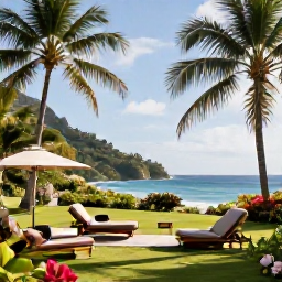 Caribbean Holidays, Saint Lucia Spa Breaks, A tranquil Saint Lucia spa resort with palm trees, lush tropical gardens and the Caribbean Sea in the background