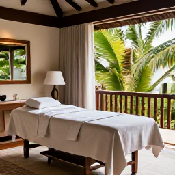 Caribbean Holidays, Saint Lucia Spa Breaks, Luxury spa treatment room at a Saint Lucia resort, with tropical greenery, soft natural light and calming Caribbean details