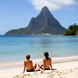 Caribbean Holidays, Saint Lucia Tours, A couple relaxing on a quiet Saint Lucian beach after an island sightseeing tour