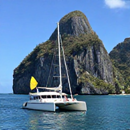 Caribbean Holidays, Saint Lucia Tours, A small catamaran cruising past the Pitons on calm turquoise water, with passengers enjoying a sunny January day