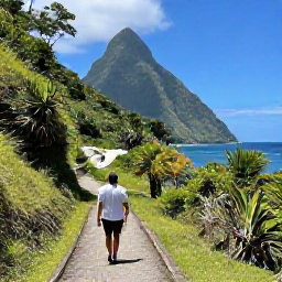 Caribbean Holidays, Saint Lucia Walking, A scenic coastal walking trail on Saint Lucia in November, with green hills, tropical vegetation and calm Caribbean sea