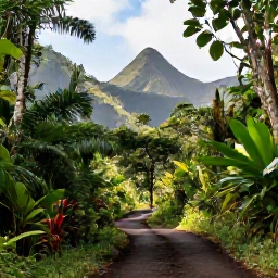 Caribbean Holidays, Saint Lucia Walking, A scenic rainforest walking trail in Saint Lucia during May, with lush green vegetation, volcanic hills and soft tropical sunlight