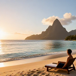 Caribbean Holidays, Saint Lucia Wellness, A tranquil Saint Lucia beach at sunrise, with calm turquoise water, soft golden light and a comfortable wellness setting