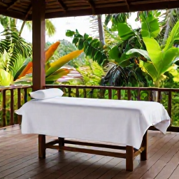 Caribbean Holidays, Saint Lucia Wellness, Open-air spa treatment at a tropical Saint Lucia resort, surrounded by lush greenery, wooden decking and soft natural light