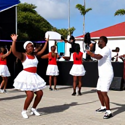 Caribbean Holidays, Saint Martin Culture, Outdoor Caribbean music performance with local dancers and musicians during a colourful island festival