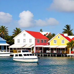 Caribbean Holidays, Saint Martin Holidays, Colourful waterfront restaurants and small boats in Grand Case, Saint Martin, during a sunny Caribbean afternoon