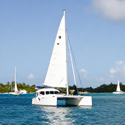 Caribbean Holidays, Saint Martin Honeymoons, Couple sailing on a catamaran across calm turquoise Caribbean water near Saint Martin