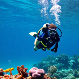 Caribbean Holidays, Saint Martin Scuba Diving, A diver exploring a colourful Caribbean reef in clear turquoise water around Saint Martin and Sint Maarten