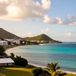 Caribbean Holidays, Saint Martin September, A wide coastal view of Saint Martin and Sint Maarten in September, with turquoise sea, green hills and soft tropical sunlight
