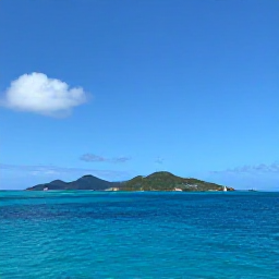 Caribbean Holidays, Saint Vincent April, Small boat sailing between green Caribbean islands with turquoise water and a clear blue sky