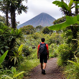 Caribbean Holidays, Saint Vincent Backpacking, A traveller exploring a lush rainforest trail beneath the La Soufri&egrave;re volcano on Saint Vincent