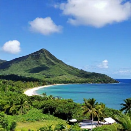 Caribbean Holidays, Saint Vincent Beaches, Saint Vincent and the Grenadines landscape in June with tropical beach, green volcanic hills and blue Caribbean sea
