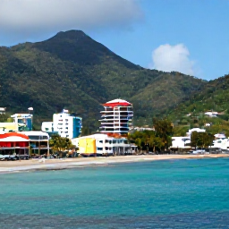 Caribbean Holidays, Saint Vincent Business Class, A scenic coastal view of Kingstown, Saint Vincent, with colourful buildings, green mountains and the Caribbean Sea