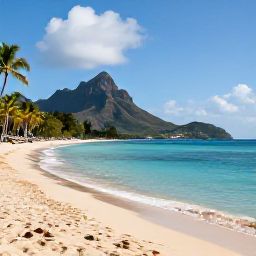 Caribbean Holidays, Saint Vincent Business Class, Palm-fringed beach on Saint Vincent with calm turquoise water, volcanic mountains and bright December sunshine