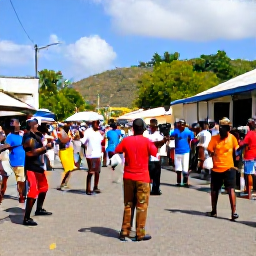 Caribbean Holidays, Saint Vincent Culture, Colourful street festival in Kingstown, Saint Vincent, with musicians, dancers and local spectators