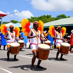 Caribbean Holidays, Saint Vincent Culture, Traditional drummers and dancers performing at a colourful Saint Vincent carnival celebration