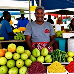 Caribbean Holidays, Saint Vincent Culture, Traditional Saint Vincent market with tropical fruit, vegetables, spices and friendly local traders