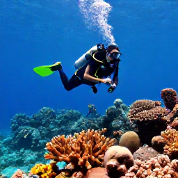 Caribbean Holidays, Saint Vincent Diving, A scuba diver exploring a colourful coral reef in clear Caribbean water near Saint Vincent