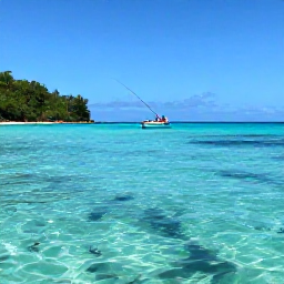 Caribbean Holidays, Saint Vincent Fishing, Angler casting beside a calm tropical reef in Saint Vincent and the Grenadines, clear turquoise water and colourful fish beneath the surface