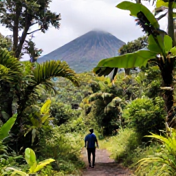 Caribbean Holidays, Saint Vincent Holidays, Guided hikers walking through tropical rainforest towards La Soufriere volcano on Saint Vincent