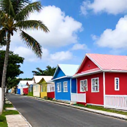 Caribbean Holidays, Saint Vincent Instagram, Colourful traditional Caribbean houses and a quiet tropical street on Bequia, Saint Vincent and the Grenadines