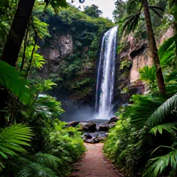 Caribbean Holidays, Saint Vincent Instagram, Lush tropical rainforest trail leading to Dark View Falls in Saint Vincent, with two waterfalls, rocks and emerald foliage