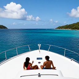 Caribbean Holidays, Saint Vincent Luxury, Private sailing yacht cruising past the Grenadine islands, with guests relaxing on deck in bright sunshine