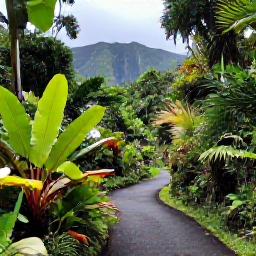 Caribbean Holidays, Saint Vincent November, A scenic rainforest trail on Saint Vincent with tropical plants, volcanic slopes and a small waterfall