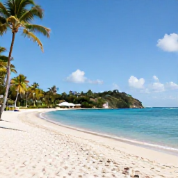 Caribbean Holidays, Saint Vincent November, A sunny beach on Saint Vincent with calm turquoise water, palm trees and a relaxed all-inclusive holiday atmosphere