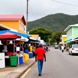 Caribbean Holidays, Saint Vincent Solo, A solo visitor exploring Kingstown market and colourful streets, with local stalls, Caribbean buildings and a lively but welcoming atmosphere