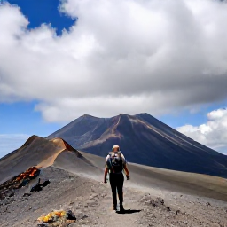 Caribbean Holidays, Saint Vincent Walking, Experienced hikers approaching the volcanic summit of La Soufri&egrave;re on Saint Vincent beneath dramatic Caribbean clouds