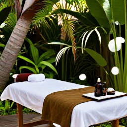 Caribbean Holidays, Saint Vincent Wellness, An open-air Caribbean spa treatment beside a lush garden, with a massage table, natural oils and soft tropical light