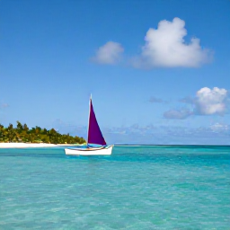 Caribbean Holidays, Saint Vincent Wellness, Small sailing boat in calm turquoise water near the Grenadine islands, secluded beach and bright Caribbean sky