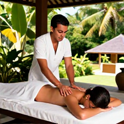 Caribbean Holidays, Saint Vincent Wellness, Wellness traveller receiving a relaxing massage in an open-air Caribbean spa overlooking tropical gardens