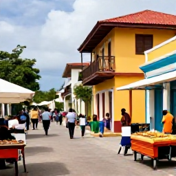 Caribbean Holidays, September Adults Only, Colourful Dominican Republic street scene with local food, music and welcoming people in warm September weather