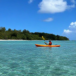 Caribbean Holidays, September Adventures, A sea kayak gliding through clear turquoise water beside Antigua's green coastline under a bright September sky