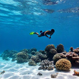 Caribbean Holidays, September Adventures, A snorkeller above a colourful coral reef in calm Caribbean water near Barbuda, with white sand visible below