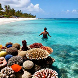 Caribbean Holidays, September Adventures, A snorkeller exploring clear shallow water over colourful coral and tropical fish beside a Cura&ccedil;ao beach