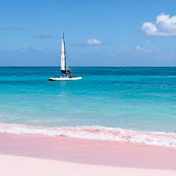 Caribbean Holidays, September Adventures, Bright September morning on a pink-sand Bermuda beach with turquoise water, paddleboards and gentle waves