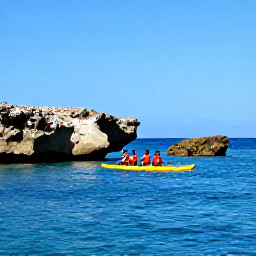 Caribbean Holidays, September Adventures, Kayakers paddling through calm blue water along Cura&ccedil;ao&rsquo;s rocky coast beneath a clear sky