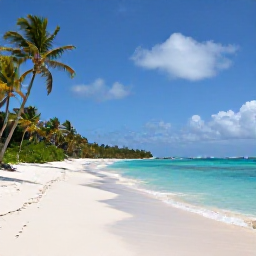 Caribbean Holidays, September All Inclusive, A relaxed Caribbean beach at Magens Bay in September, turquoise water, pale sand, palm trees and a few soft clouds