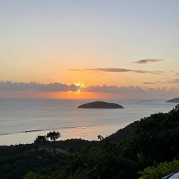 Caribbean Holidays, September Backpacking, A sunset view over the Grenadine islands from a quiet hillside, with calm sea, small boats and warm evening light