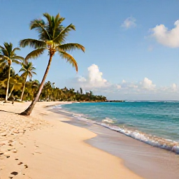 Caribbean Holidays, September Beach Holidays, A relaxed Jamaican beach with turquoise water, palm trees and soft golden sand in warm September sunshine