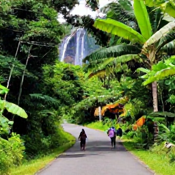 Caribbean Holidays, September Beach Holidays, A scenic Jamaican coastal road leading towards a waterfall and tropical forest, with travellers exploring in September